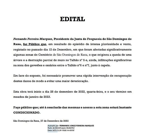 edital obras urgentes cemiterio