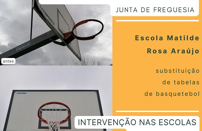 Substituição de tabelas de basquetebol na Escola Matilde Rosa Araújo