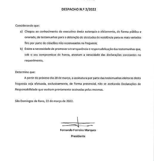 Testemunhas passam a assinar presencialmente pedidos de atestados