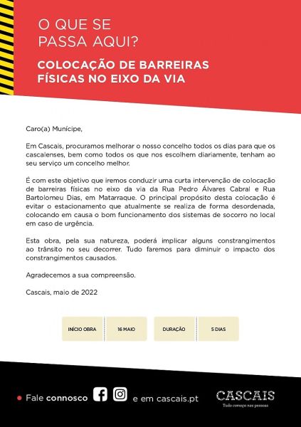 Matarraque colocação de barreiras físicas no eixo da via